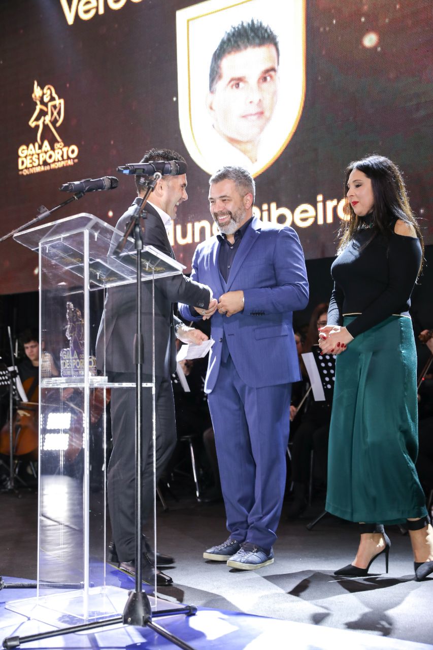Gala Desporto Vereador do Desporto, Nuno Ribeiro, com os apresentadores Ângela Cunha e o humorista Pedro Alves