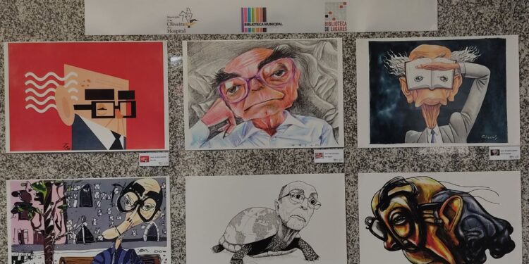 Exposição “Caricaturas de José Saramago” para visitar na Biblioteca Municipal de Oliveira do Hospital