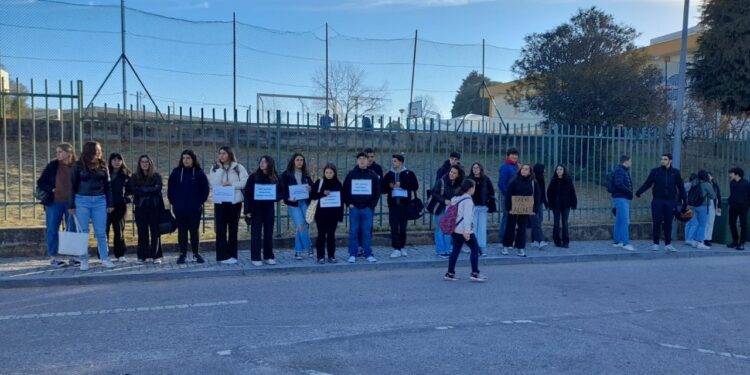 Alunos da Escola Secundária de Oliveira do Hospital manifestaram-se em solidariedade com a luta dos professores