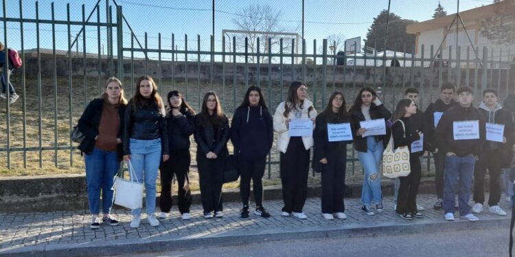 Alunos da Escola Secundária de Oliveira do Hospital manifestaram-se em solidariedade com a luta dos professores