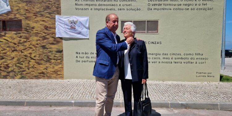 Mural em memória do grande incêndio de 15 de Outubro de 2017 não deixa ninguém indiferente em Oliveira do Hospital